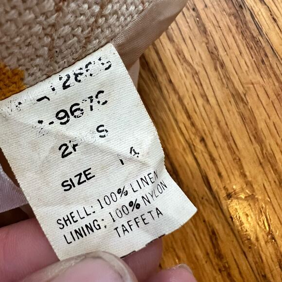 Vintage 60s Montgomery Ward Linen Floral Jacket Blazer Womens 14 - Picture 6 of 8